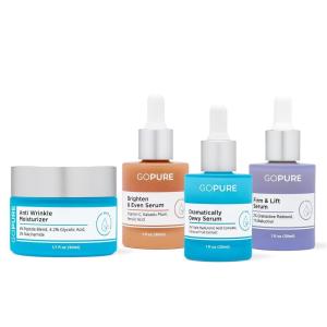 imagegoPure  Skincare Essentials Set  Anti Wrinkle Cream Vitamin C Dramatically Dewy and Firm ampamp Lift Serums