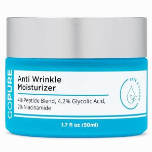imagegoPure GlycoPeptide Anti Wrinkle Face Cream  Hyaluronic Acid Moisturizer for Face with Glycolic Acid Peptides and Vitamin E  Hydrating Facial Moisturizer with AntiAging Formula  17 fl oz